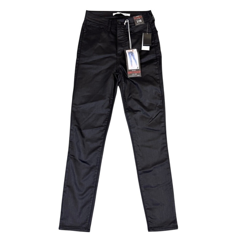 NWT Celebrity Pink The Deb Skinny Curvy Push-Up Coated Black Jeans Size 3/26 NWT